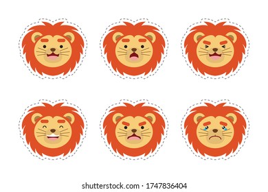 Set Of Cute Lion Expression Sticker