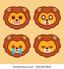 Set of Cute Lion Stickers
