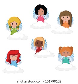 Set of cute little angels