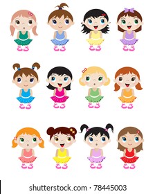 A set of cute little baby ballerina mascots. EPS10 vector format.