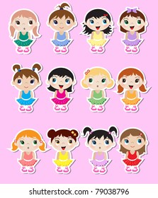 A set of cute little baby ballerina stickers. EPS10 vector format.