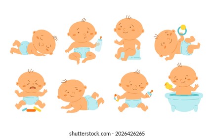 662 Little boy in diaper is sitting and crying Images, Stock Photos ...