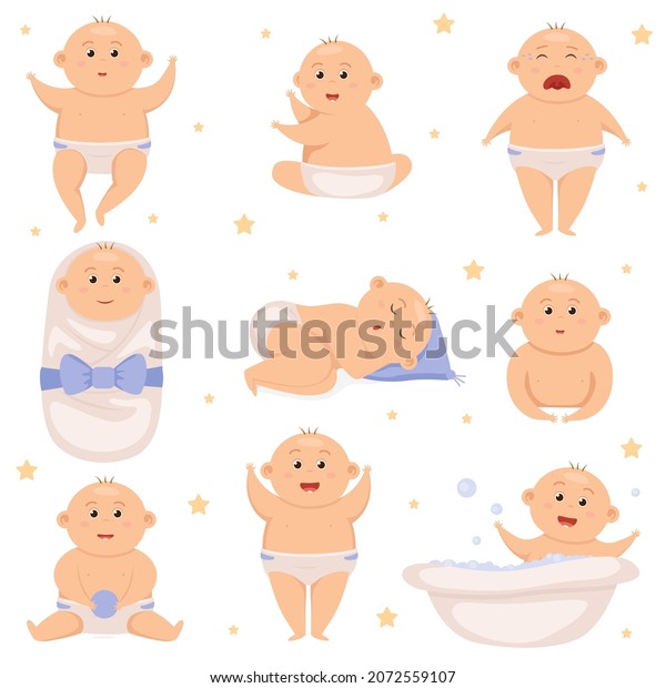 Set Cute Little Baby Boy Diaper Stock Vector (Royalty Free) 2072559107 ...