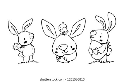 Set of cute little bunny/ happy easter collection