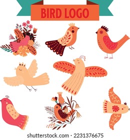 Set of cute little colorful birds isolated on white background
Vector Collection of Bird Silhouettes
