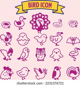 Set of cute little colorful birds isolated on white background
Vector Collection of Bird Silhouettes