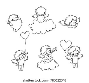 Conjunto de adorables pequeños cúpidos