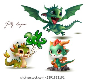 Juego de lindos dragones. Símbolo de 2024