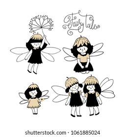 Set of cute little fairies