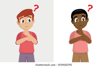Establecer un niño pequeño lindo con signo de interrogación