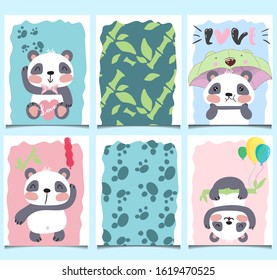 set of cute little pandas for printing