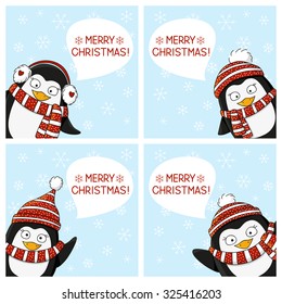 Set of cute little penguins