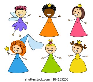 Set of cute little princesses