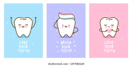 Set of cute little teeth for Your kawaii design
