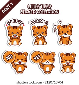 Set cute little tiger sticker collection good sleep have nice day yeay OK emoticon