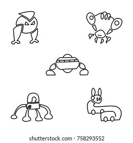 Set of cute little vector robots animals on white background