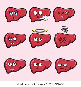 Set of cute liver character in different  emotion