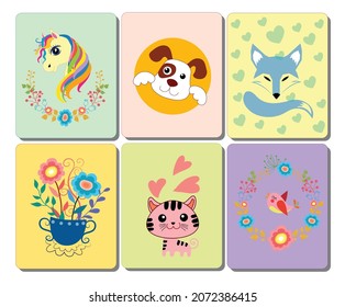 set of cute llama postcards
