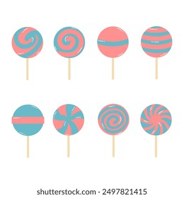 set of cute lollipops for food ornament