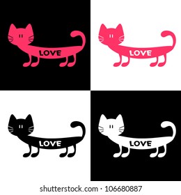 Set of cute love cards with cat