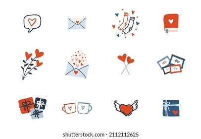 Set of cute love icon. Romance icon collection. Valentine's day element