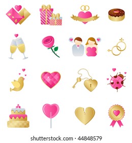 Set of cute love valentine`s icon