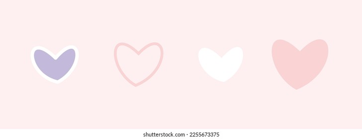 Set of cute love in various style. Girls design element and ornament