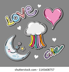 Set of cute and lovely cartoons