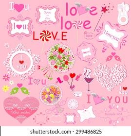 Set of cute lovely elements