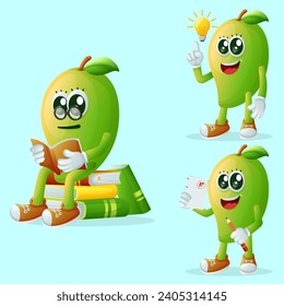 Set of cute mango characters being clever. Perfect for kids, merchandise and sticker, banner promotion or blog
