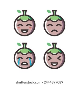 conjunto de lindo Vector de expresión de mangostán ilustración plana