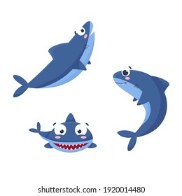 Set of cute, marine, cartoon animals. Underwater animals. Whale, shark, dolphin. Undersea world. Cartoon vector illustration isolated on white. Flat style.
Printing, fabric. textiles, development