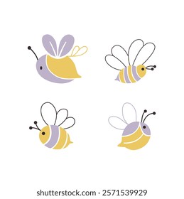 set of a cute mascot bee, vector bee logo ideas