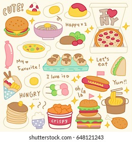 Set of Cute Meal and Dish Doodle