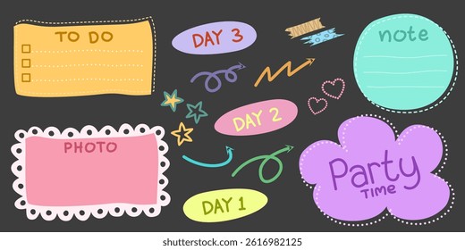 Set of cute memo paper sheets, sticky note, reminder, to do list, to buy list, schedule. Templates for notebooks, planners. - Powered by Shutterstock - Get 15% off with code: PIKWIZARD15