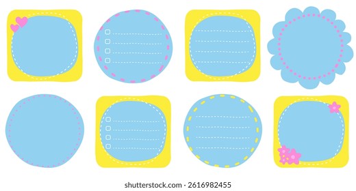 Set of cute memo paper sheets, sticky note, reminder, to do list, to buy list, schedule. Templates for notebooks, planners.