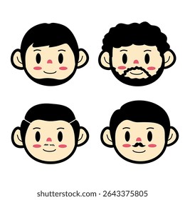 Conjunto de bonito homens penteado desenhos animados personagem vetor coleções