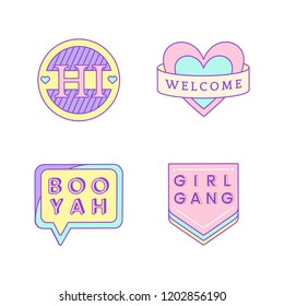 Set of cute messages on badges vector