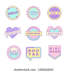 Set of cute messages on badges vector
