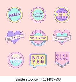 Set of cute messages on badges vector