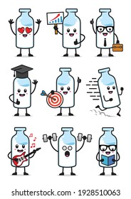 set of cute milk character design