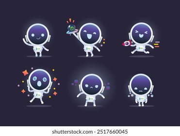 set of cute minimal astronaut character mascot collection