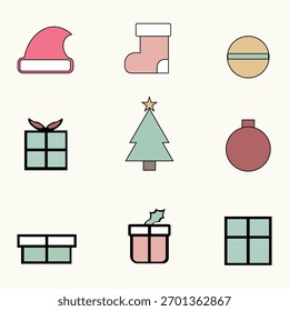 ein Set von niedlichen minimalen Weihnachts-Mini-Objekte