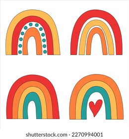 Set of cute minimalist scandinavian rainbows vector illustration