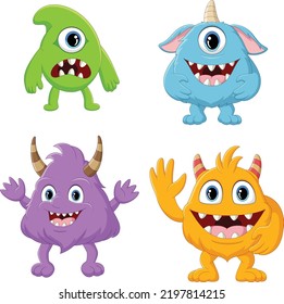 Set of cute monster cartoon