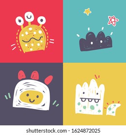 set cute monster cartoon vector for babies, illustration