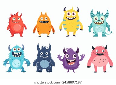 set of cute monster in colorful.