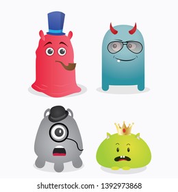 A set of cute monster template vector design