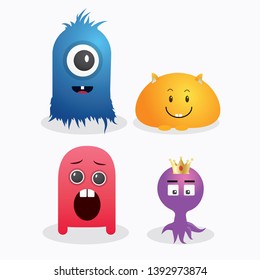 A set of cute monster template vector design