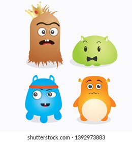 A set of cute monster template vector design